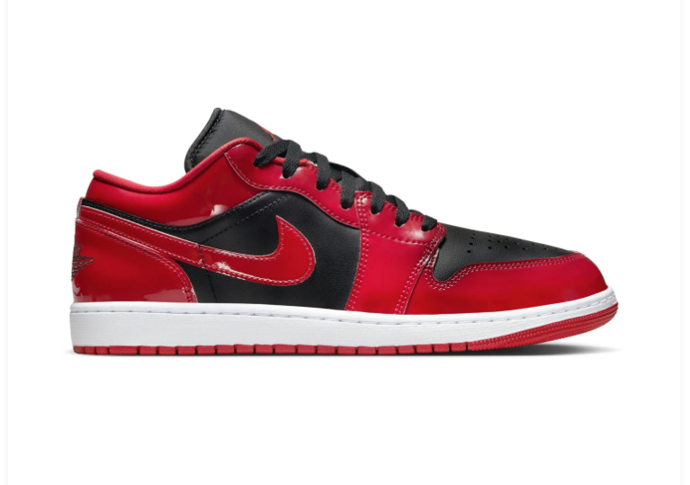 Air Jordan 1 Low Glossy Red & Black Sneakers