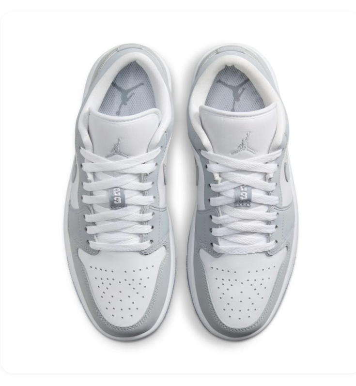 Air Jordan 1 Low Grey & White Sneakers