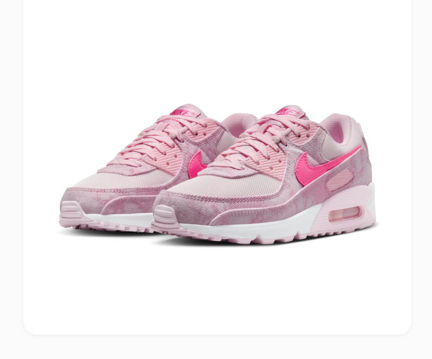 Nike Air Max 90 Pink Sneakers with Hot Pink Swoosh