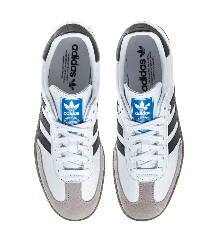 adidas Samba White & Black Sneakers with Grey Toe & Gum Sole