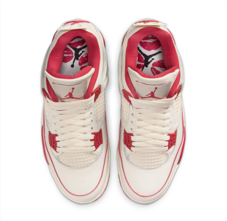 Air Jordan 4 Cream & Red Sneakers