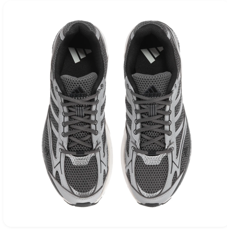 adidas Grey & Silver Mesh Sneakers with White Midsole