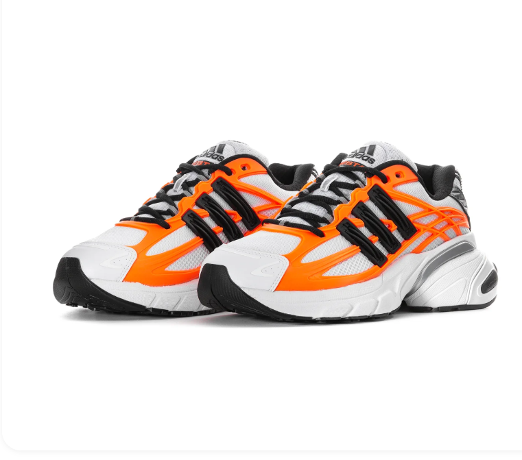 adidas Adistar White & Orange Chunky Sneakers with Black Stripes