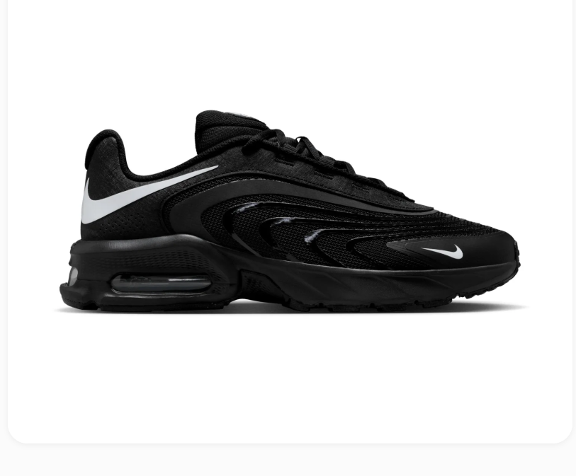 Nike Air Max Black Sneakers with White Swoosh & Wave Overlays