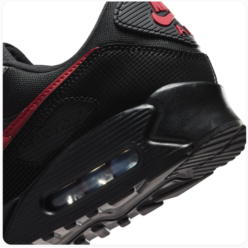 Nike Air Max 90 Black Sneakers with Red Swoosh