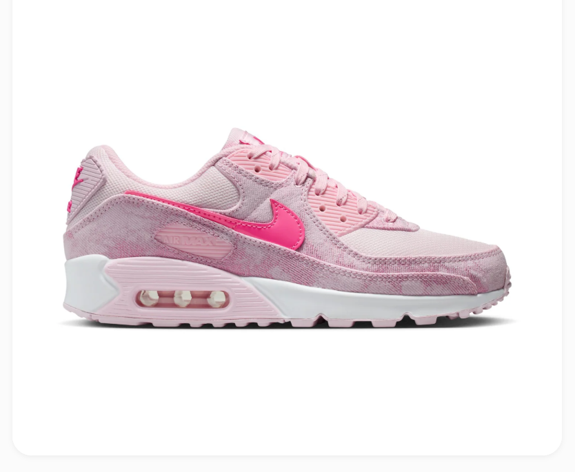 Nike Air Max 90 Pink Sneakers with Hot Pink Swoosh