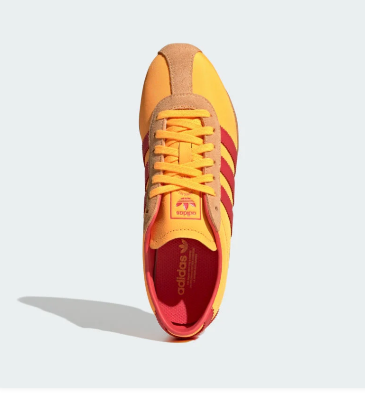 adidas Tokyo Golden Yellow & Red Low-Profile Sneakers with Gum Sole