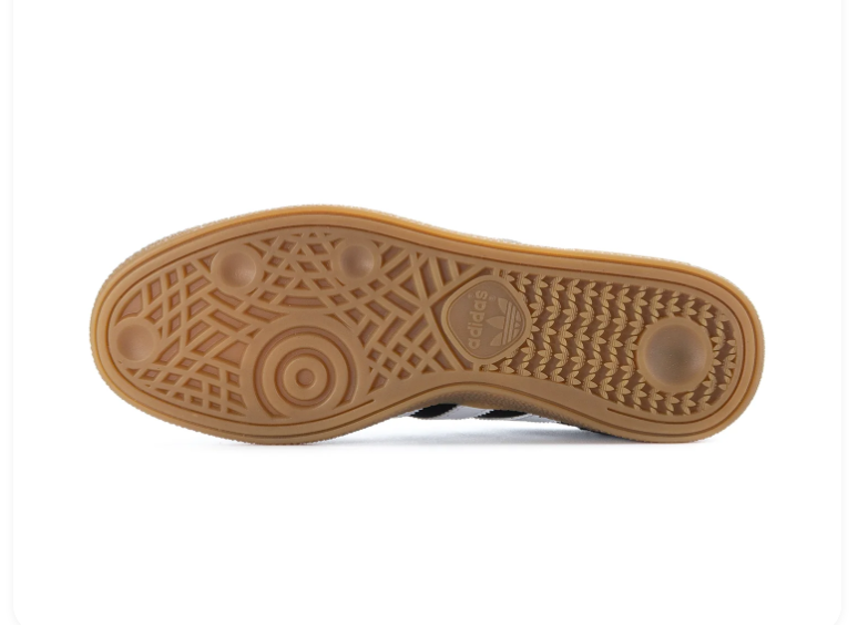 adidas Handball Spezial Black & White Sneakers with Blue Laces & Gum Sole