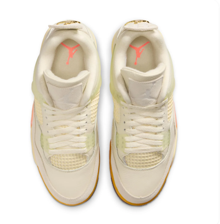 Air Jordan 4 Cream Sneakers with Peach & Orange Accents