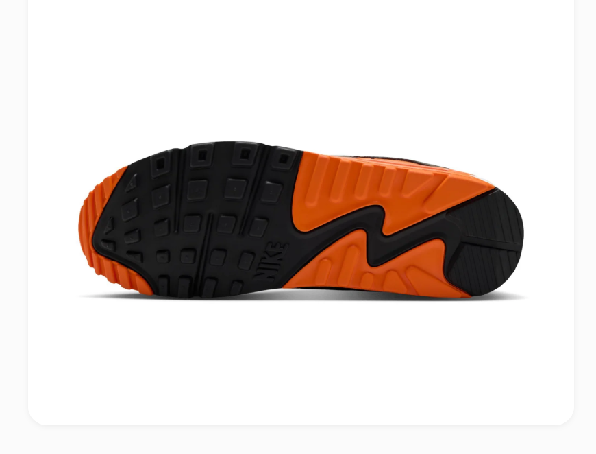 Nike Air Max 90 Black & White Sneakers with Orange Accents