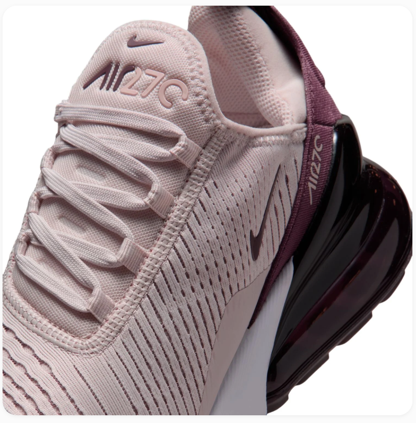 Nike Air Max 270 Blush Pink & Burgundy Sneakers