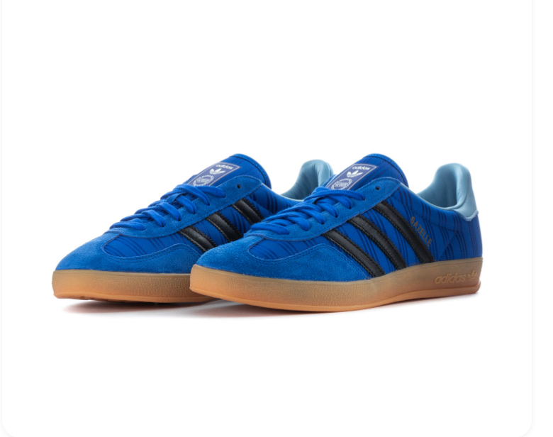 adidas Gazelle Blue & Black Sneakers with Light Blue Heel & Gum Sole