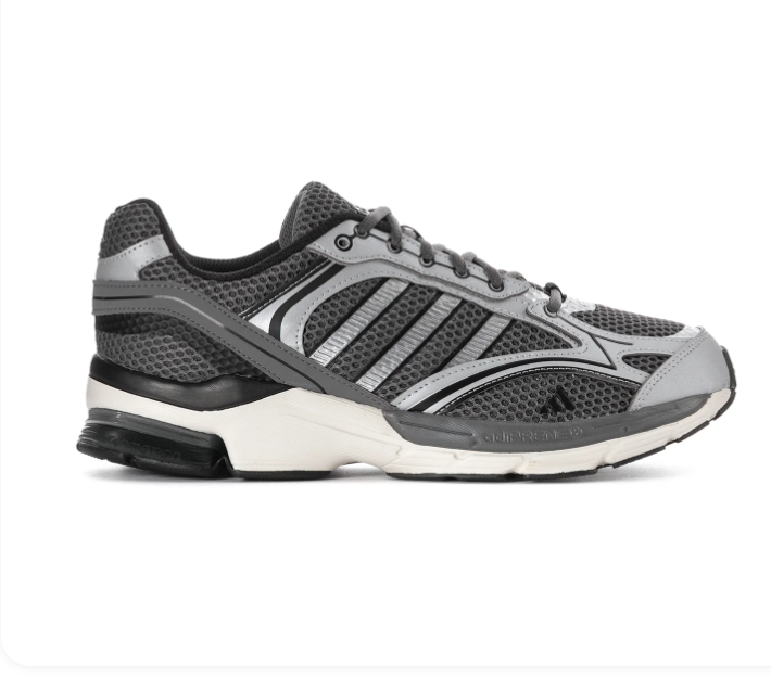 adidas Grey & Silver Mesh Sneakers with White Midsole