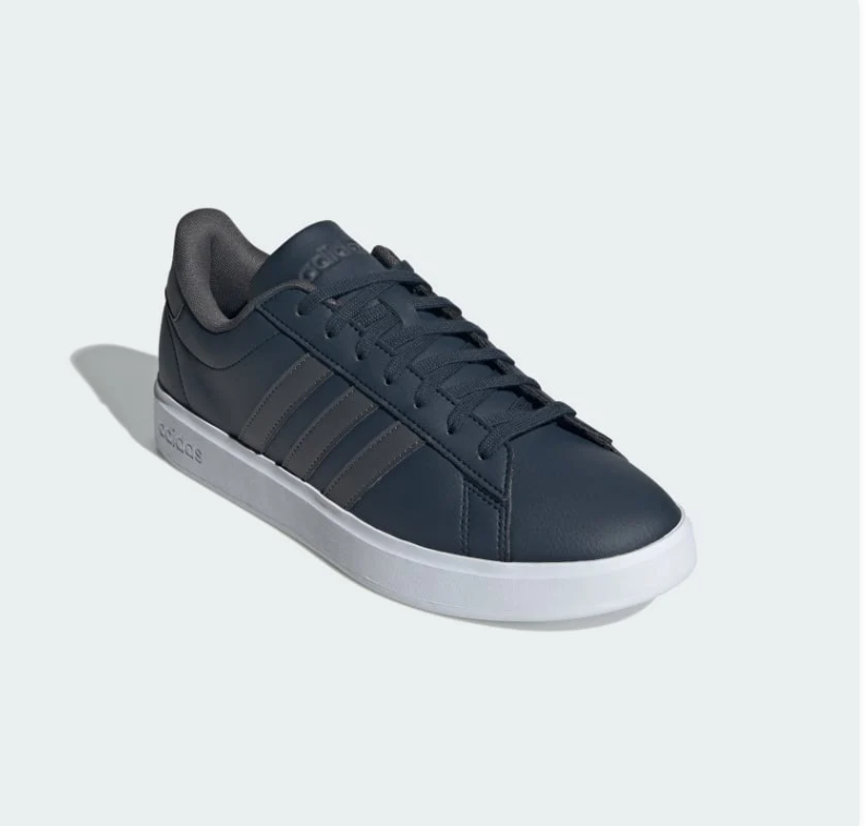 adidas Dark Navy Low-Top Sneakers with Tonal Stripes & White Sole