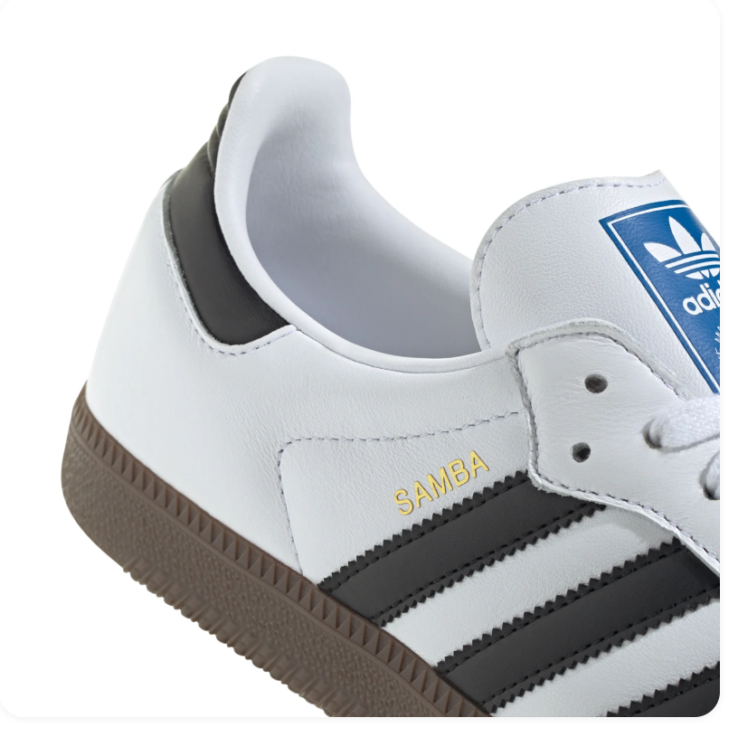 adidas Samba White & Black Sneakers with Grey Toe & Dark Gum Sole