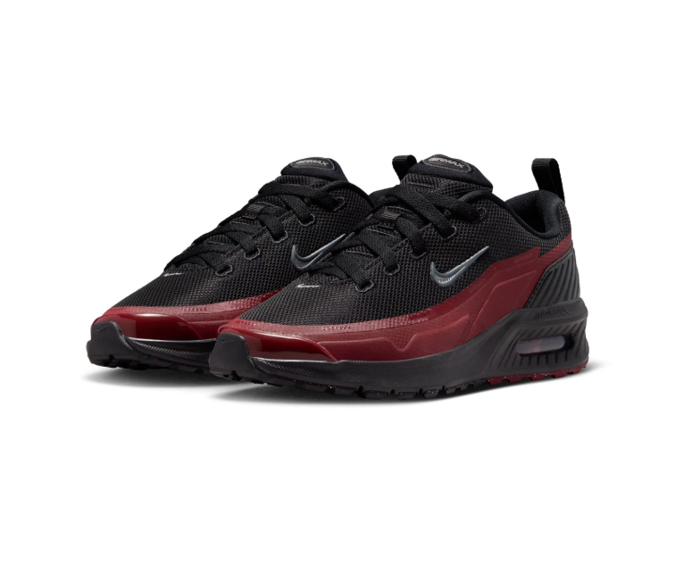 Nike Air Max Black & Burgundy Sneakers with Grey Swoosh