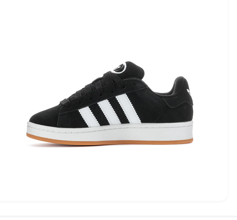 adidas Campus Black & White Sneakers with Gum Outsole