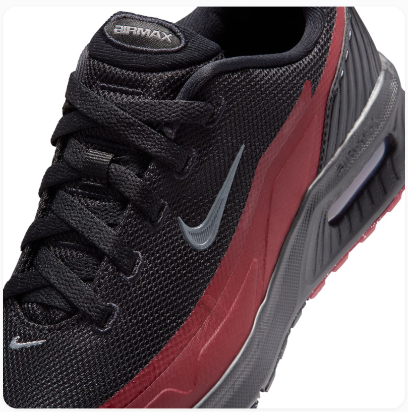 Nike Air Max Black & Burgundy Sneakers with Grey Swoosh