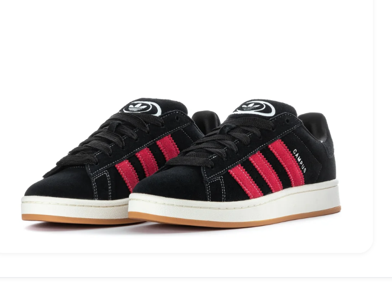 adidas Campus Black & Bright Pink Sneakers with Gum Outsole