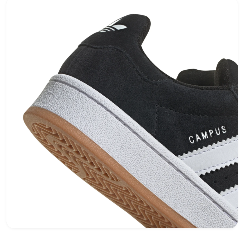 adidas Campus Black & White Sneakers with Gum Outsole
