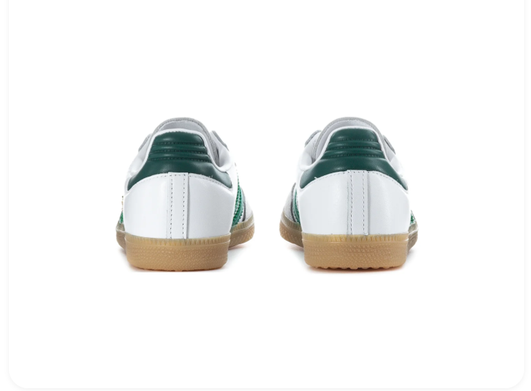 adidas Samba White & Green Sneakers with Grey Toe & Gum Sole