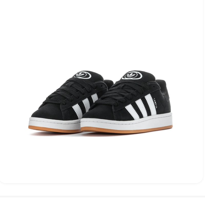 adidas Campus Black & White Sneakers with Gum Outsole