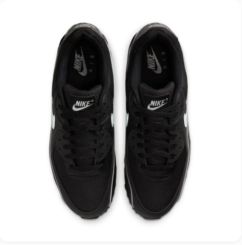 Nike Air Max 90 Black Sneakers with Grey Swoosh