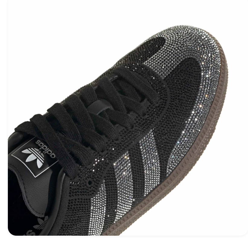 adidas Black & Silver Rhinestone-Style Sneakers with Brown Sole
