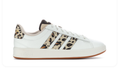 adidas White Sneakers with Leopard-Print Stripes & Gum Sole
