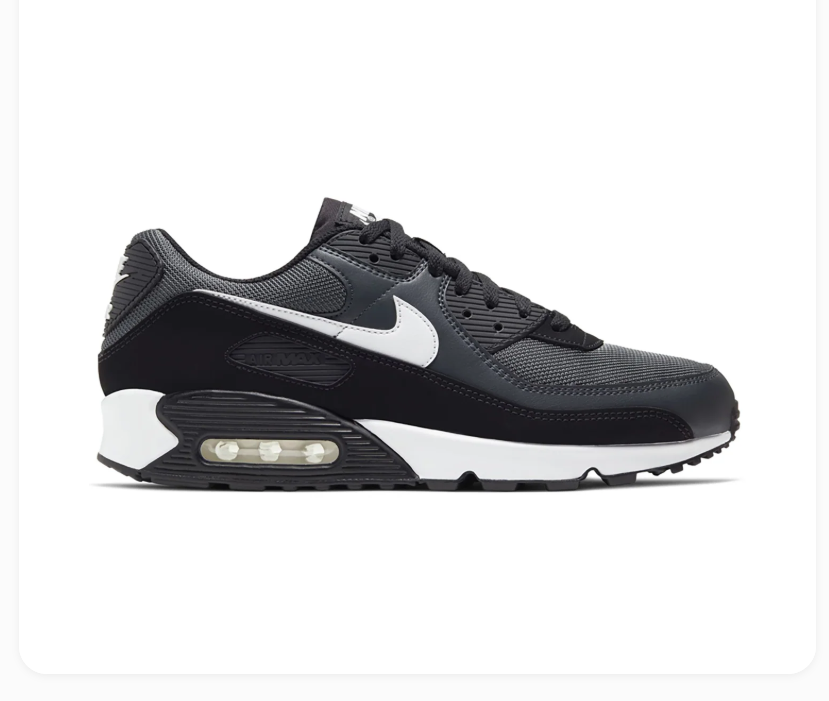 Nike Air Max 90 Black & Charcoal Sneakers with White Swoosh
