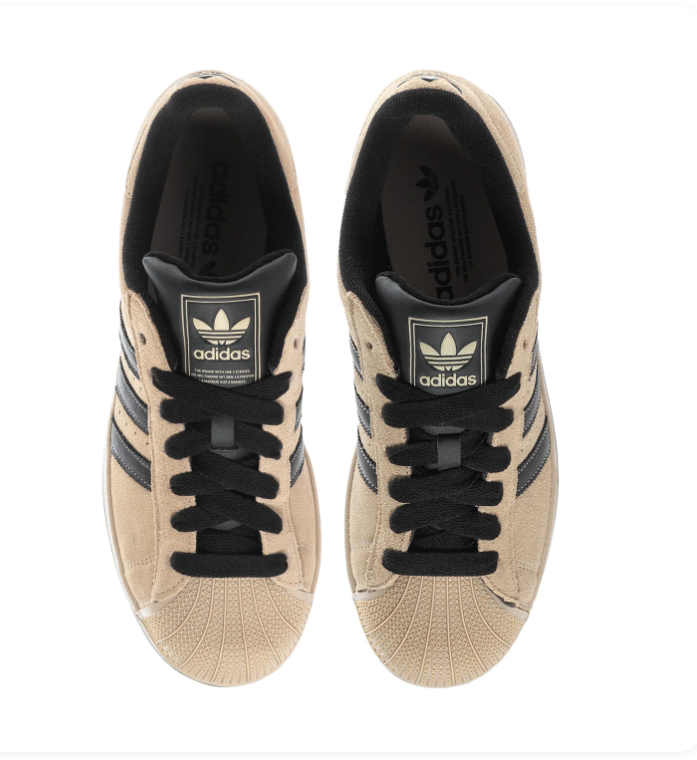 adidas Superstar Beige & Black Shell-Toe Sneakers