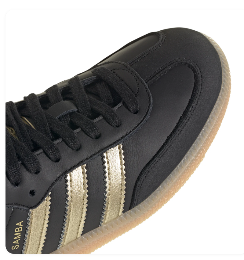 adidas Samba Black & Metallic Gold Sneakers with Gum Sole