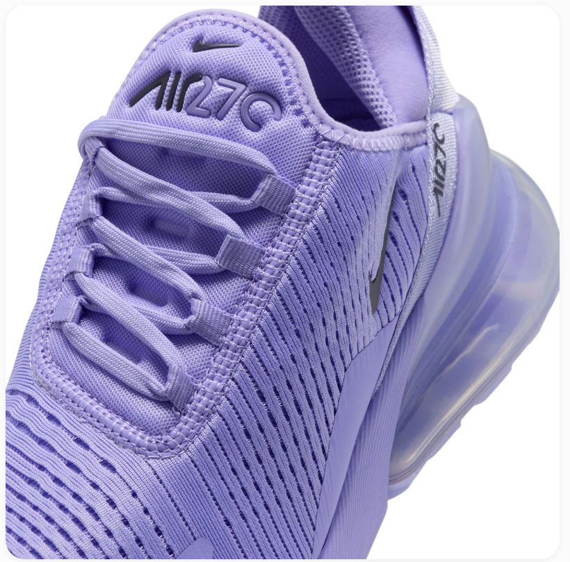 Nike Air Max 270 Lavender Sneakers with Black Swoosh