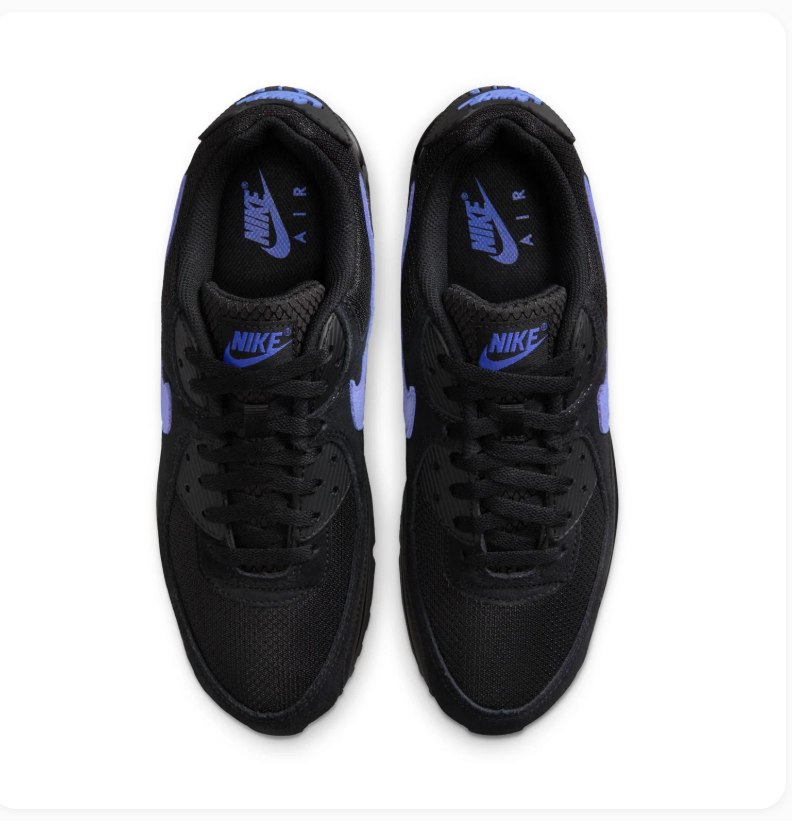 Nike Air Max 90 Black Sneakers with Purple Swoosh