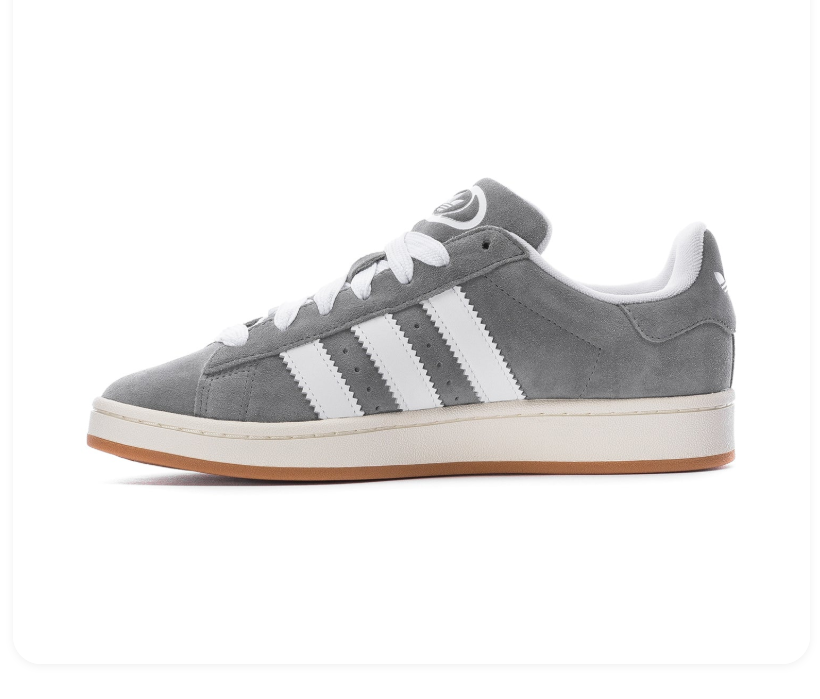 adidas Campus Grey & White Sneakers with Gum Outsole