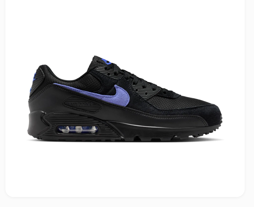 Nike Air Max 90 Black Sneakers with Purple Swoosh