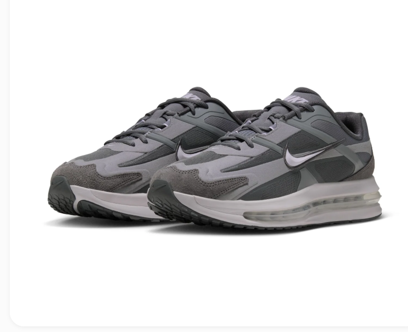Nike Air Max Grey & Charcoal Sneakers with Silver Swoosh