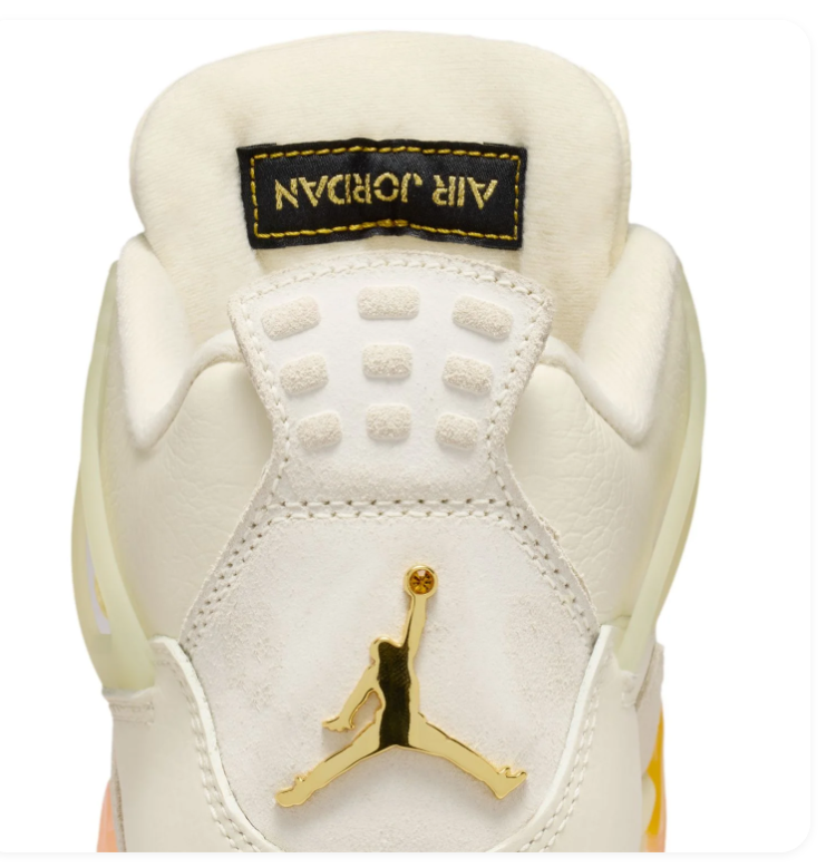 Air Jordan 4 Cream Sneakers with Peach & Orange Accents