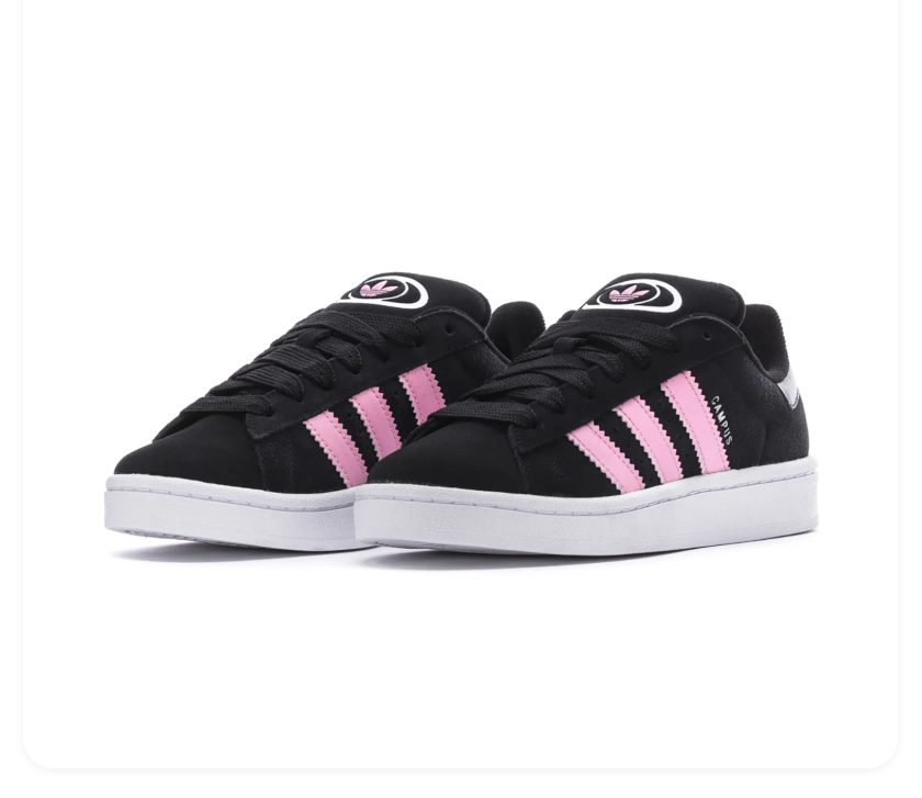 adidas Campus Black & Light Pink Sneakers with White Sole