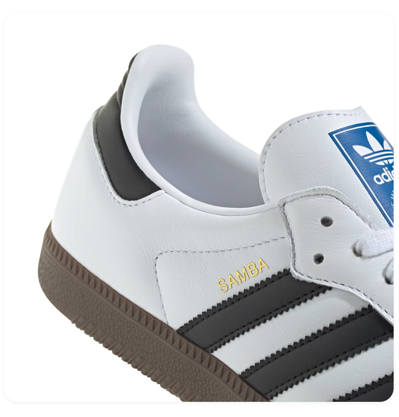 adidas Samba White & Black Sneakers with Grey Toe & Gum Sole