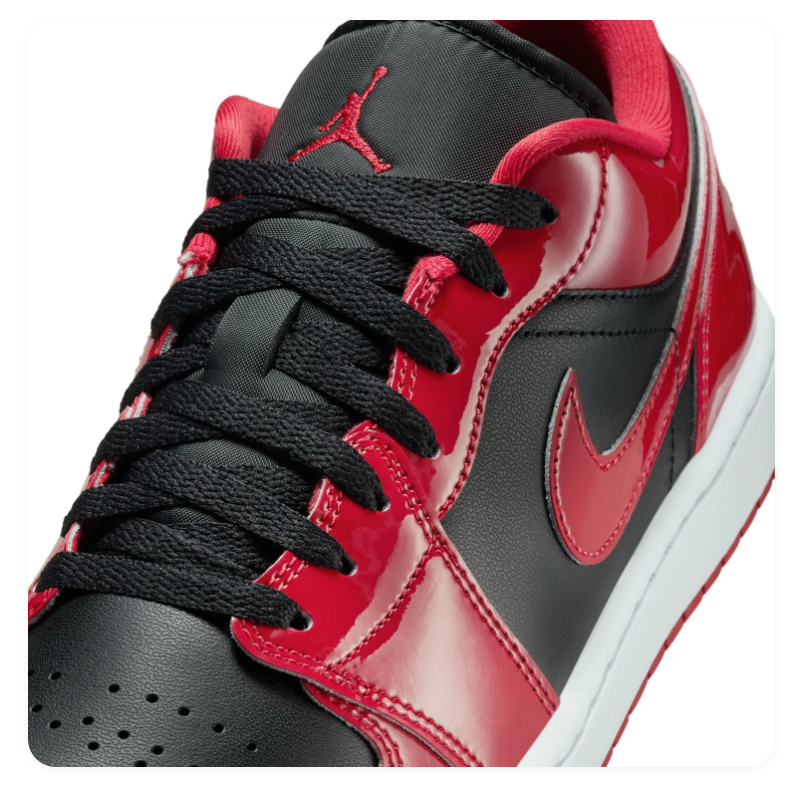 Air Jordan 1 Low Glossy Red & Black Sneakers