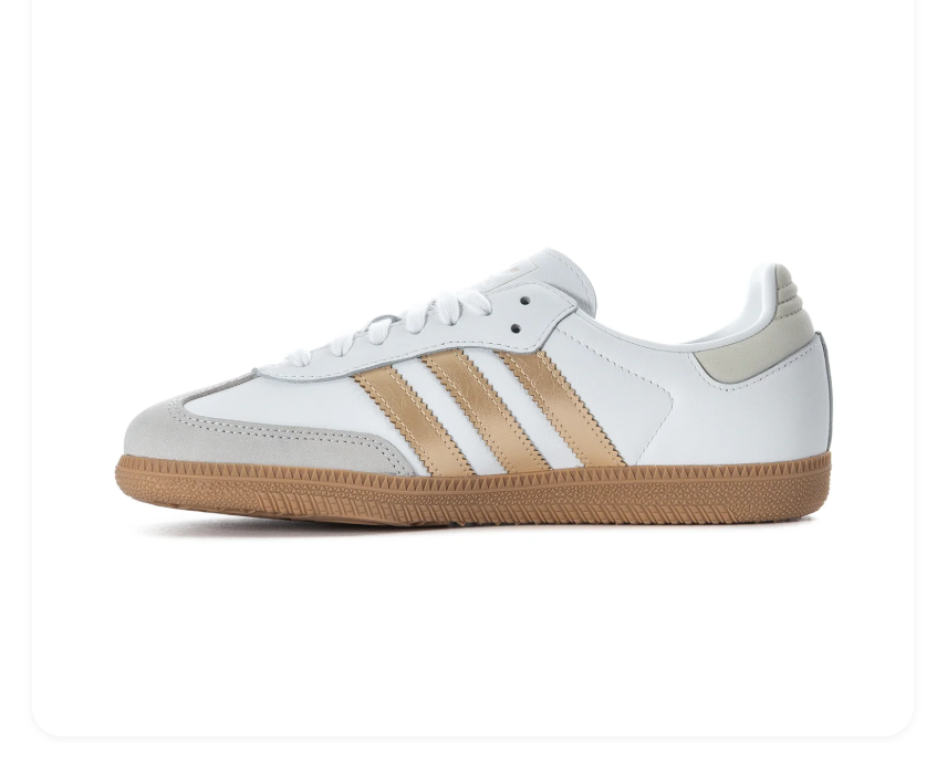 adidas Samba White & Metallic Gold Sneakers with Gum Sole