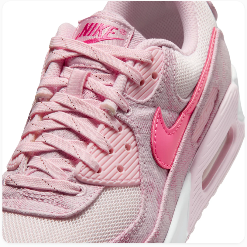 Nike Air Max 90 Pink Sneakers with Hot Pink Swoosh