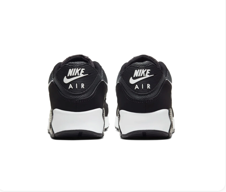 Nike Air Max 90 Black & Charcoal Sneakers with White Swoosh