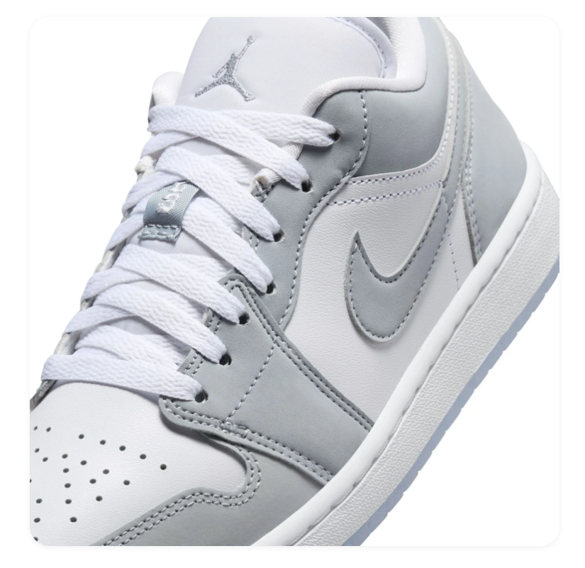 Air Jordan 1 Low Grey & White Sneakers