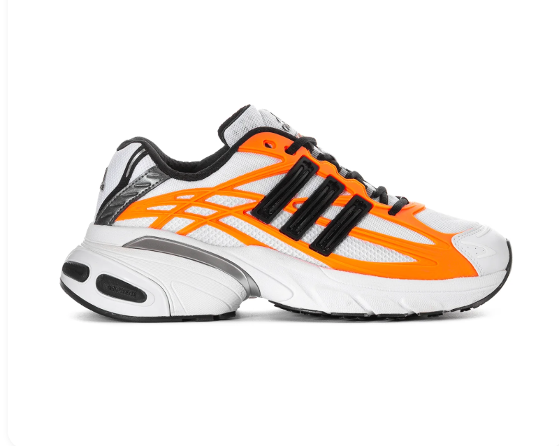 adidas Adistar White & Orange Chunky Sneakers with Black Stripes
