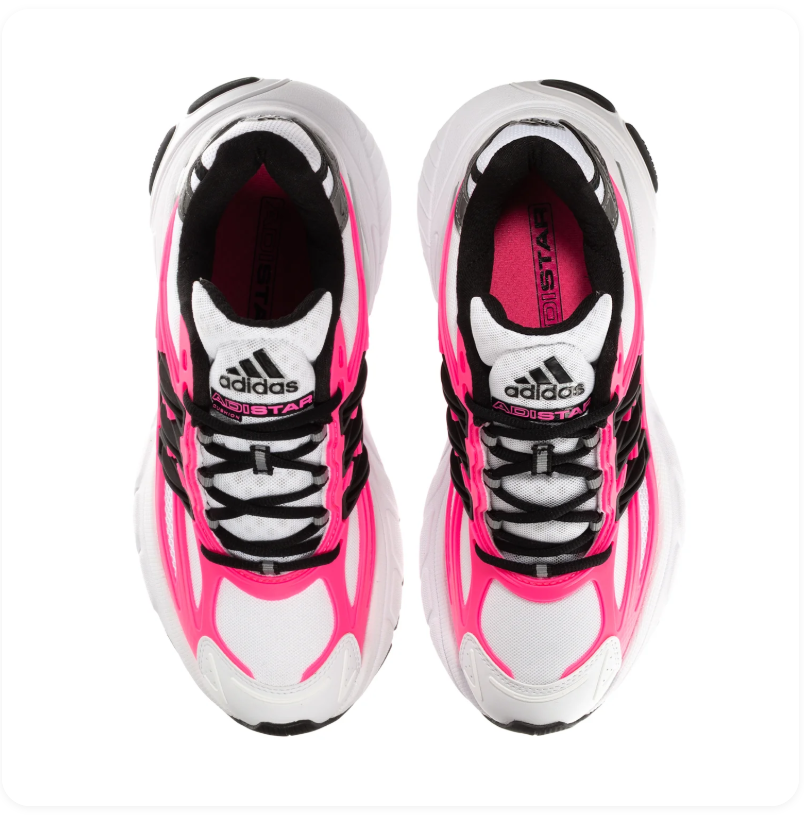 adidas Adistar White & Hot Pink Chunky Sneakers with Black Stripes