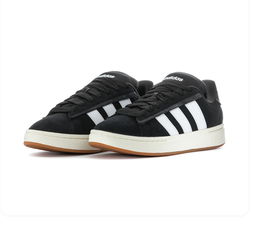 adidas Black & White Low-Top Sneakers with Gum Outsole