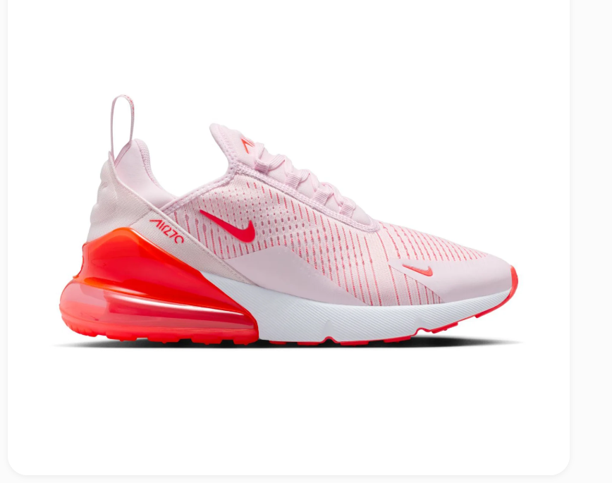 Nike Air Max 270 Light Pink Sneakers with Bright Coral Heel