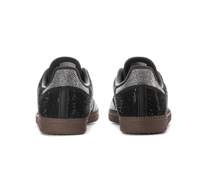 adidas Black & Silver Rhinestone-Style Sneakers with Brown Sole